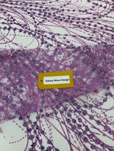 Galaxy Glitter Design Mesh Lace Polyester Fabric - Glitter Galaxy Pattern, 52-54" Width (1 Yard)