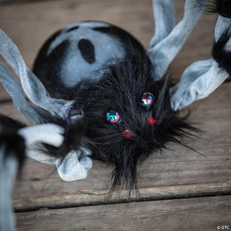 31 1/2" Gray and Black Hairy Walking Spider Animated Prop Halloween Decoration