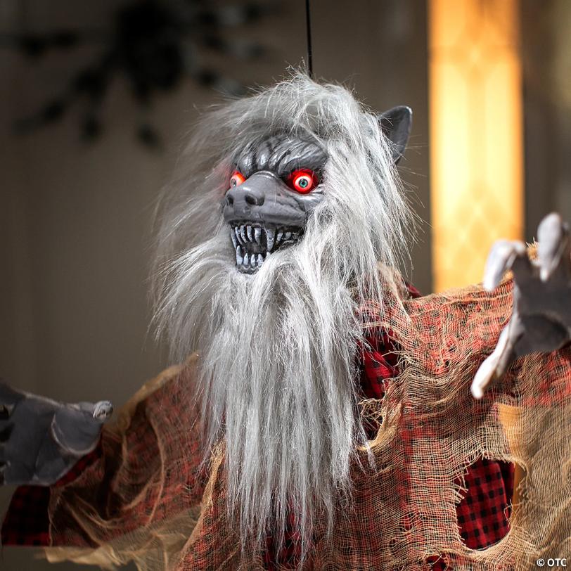 31 1/2" x 47 1/4" Hanging Tattered Werewolf Animated Prop Halloween Decoration