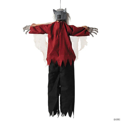 RADYAN Hanging Tattered Werewolf Animated Halloween Yard Prop with Sound shown in a clear product image