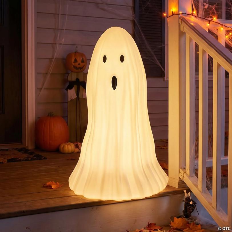31" Light-Up Surprised Ghost Blow Mold Figure Tabletop Halloween Decoration