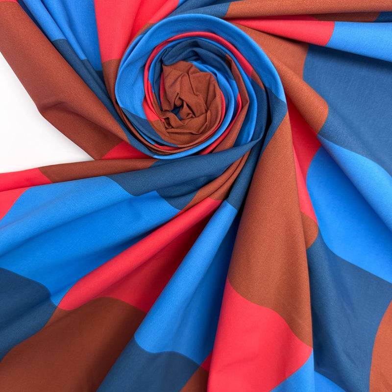 Polyamide Checked Fabric Red Brown Blue