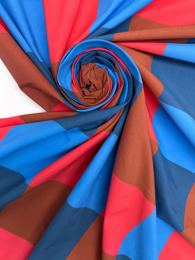 Polyamide Checked Fabric Red Brown Blue