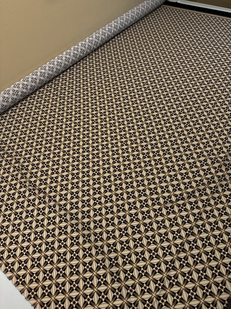Printed Polyester Beige Black Striped Geometric