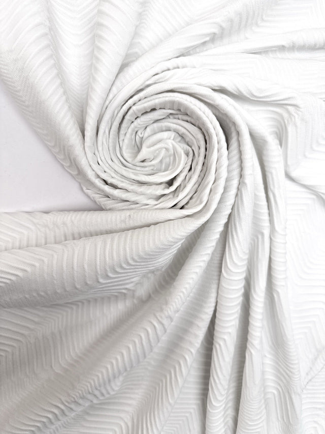 White Polyamide Elastane Knitted Fabric