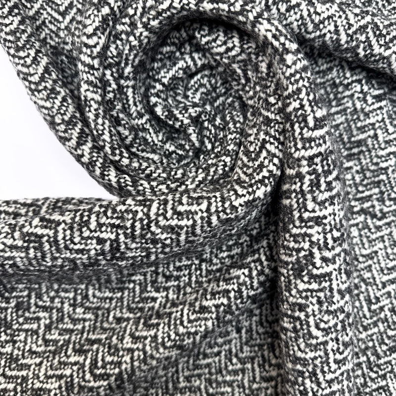 Wool Cotton Tweed Melange Black White