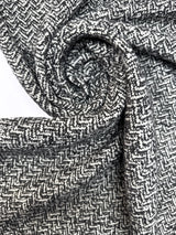 Wool Cotton Tweed Melange Black White