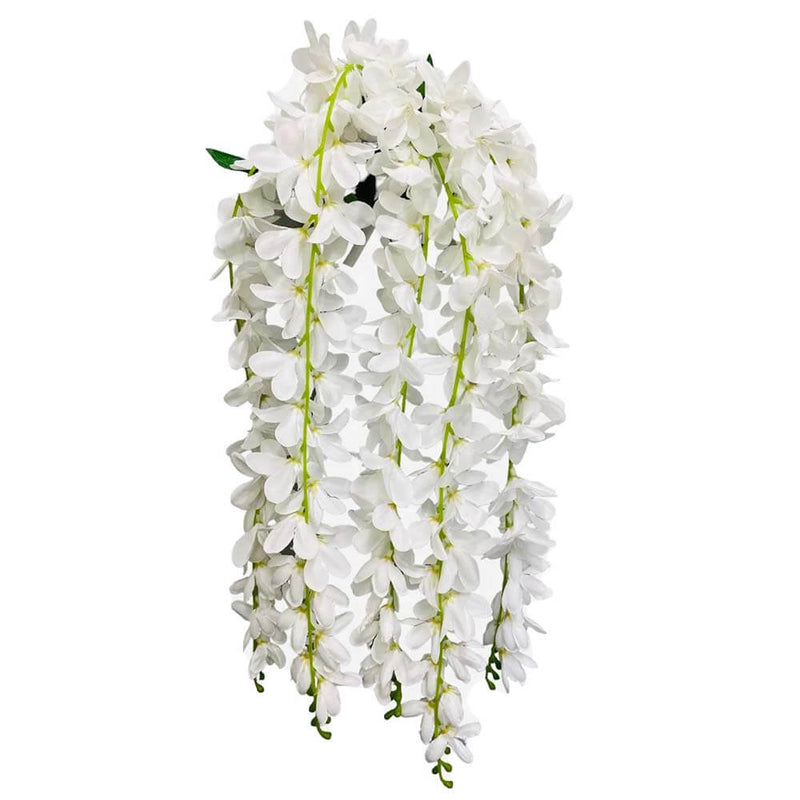 Silk Flowers Hanging Orchid Bush White
