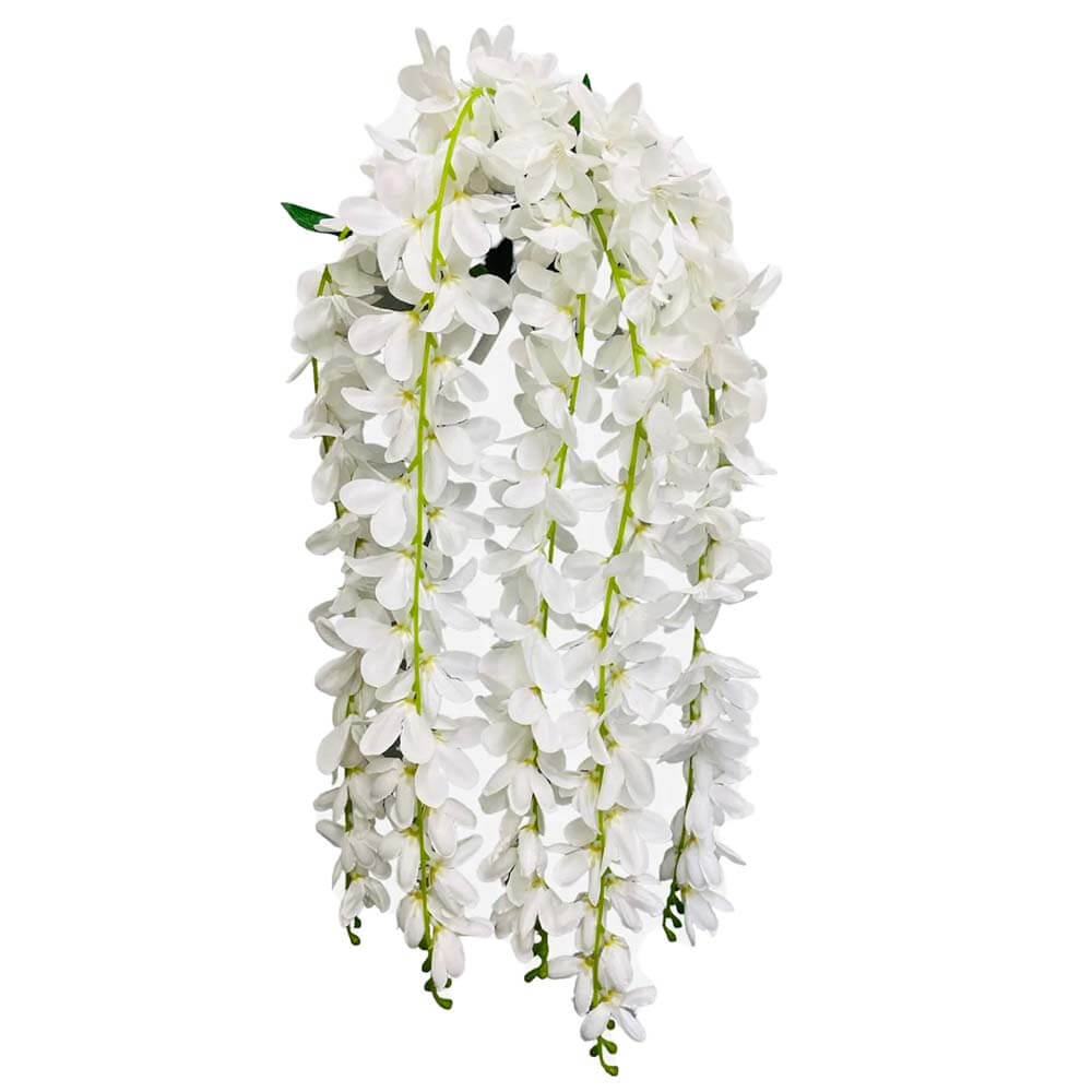 Silk Flowers Hanging Orchid Bush White