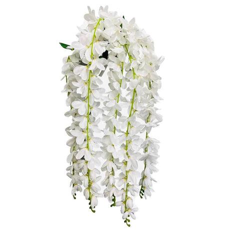 Silk Flowers Hanging Orchid Bush White