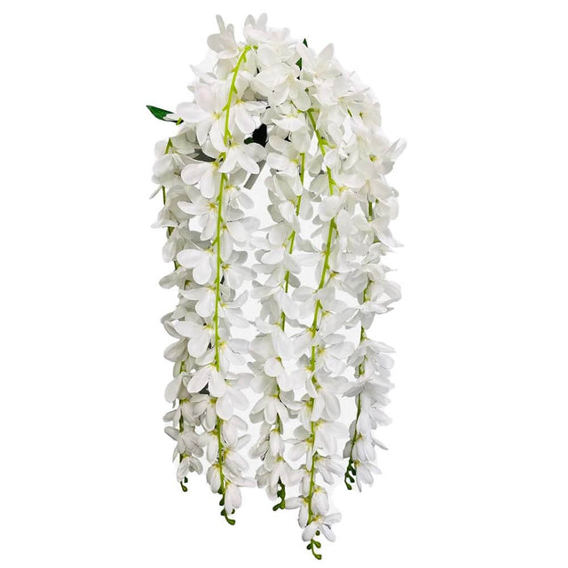 Silk Flowers Hanging Orchid Bush White