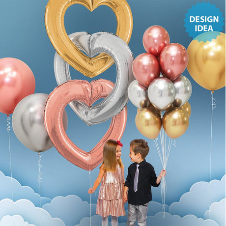 Foil Balloon Linking Heart Rose Gold