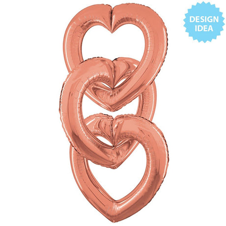 Foil Balloon Linking Heart Rose Gold