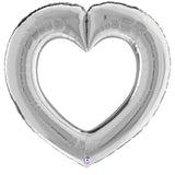 Foil Balloon Linking Heart Silver
