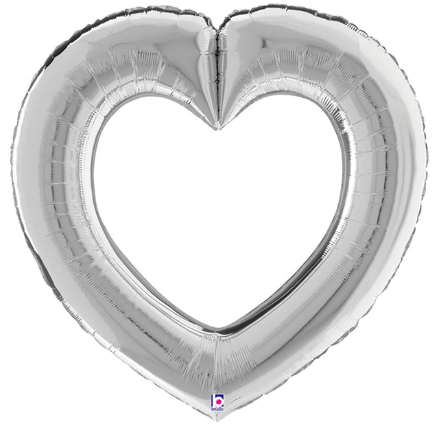 Foil Balloon Linking Heart Silver