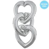 Foil Balloon Linking Heart Silver
