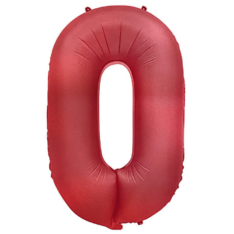 Foil Balloon Number 0 Crimson Red