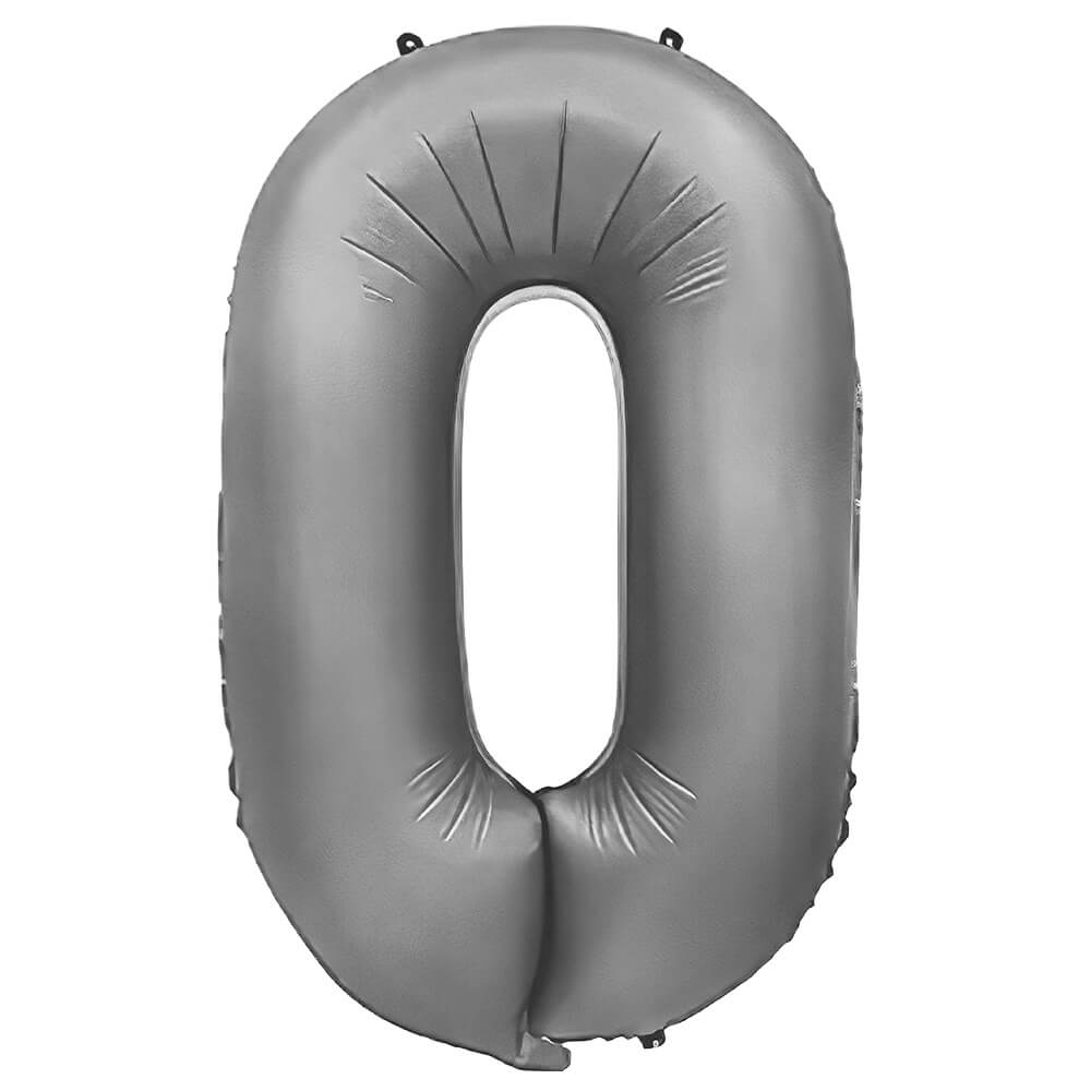 Foil Balloon Number 0 Silver 32 Inch