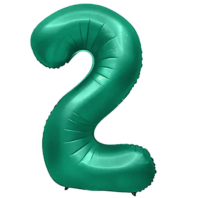 Foil Number 2 Balloon Green 32 Inch