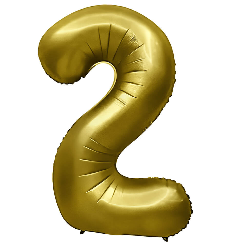 Number 2 Foil Balloon Vintage Gold 32 Inch