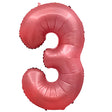 Foil Balloon Number 3 Crimson Red