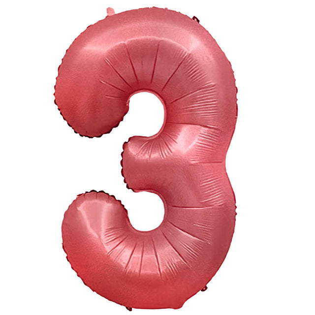 Foil Balloon Number 3 Crimson Red