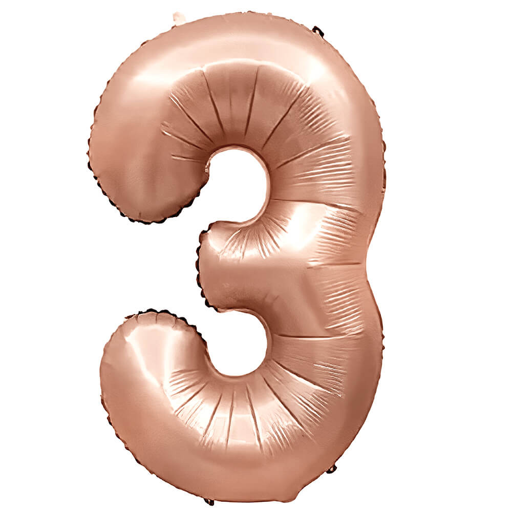 Foil Number 3 Balloon Rose Gold 32 Inch