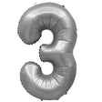 Foil Balloon Number 3 Silver 32 Inch