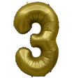 Foil Balloon Number 3 Vintage Gold