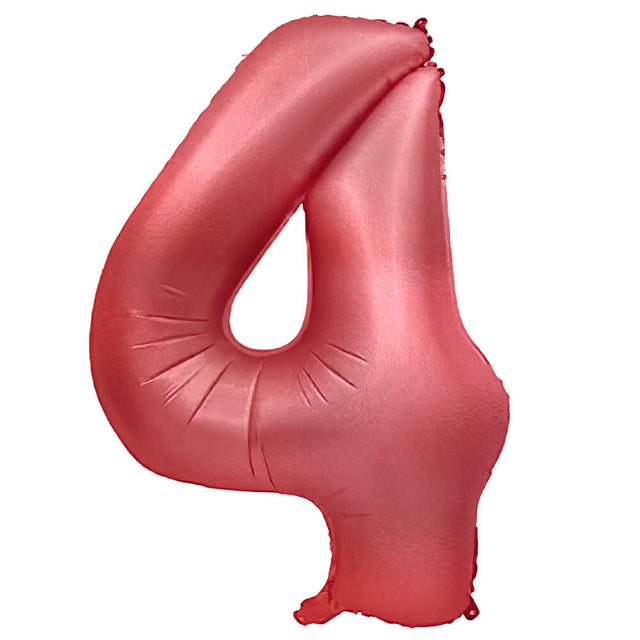Foil Number 4 Balloon Crimson Red