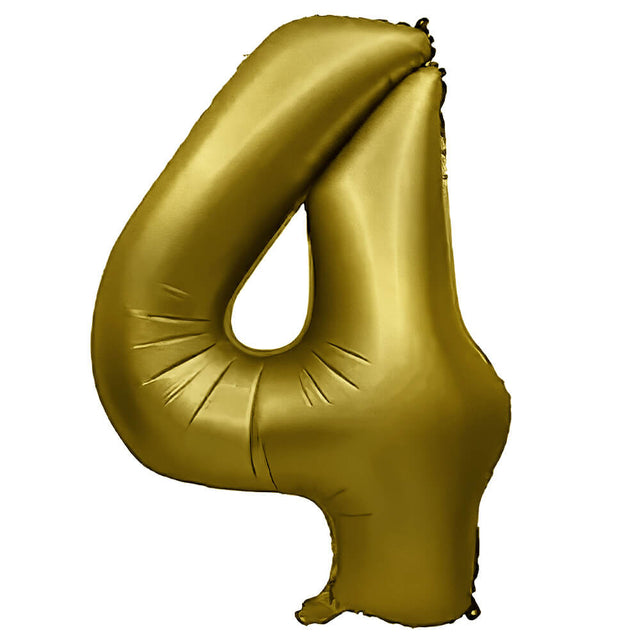 Foil Number 4 Balloon Vintage Gold