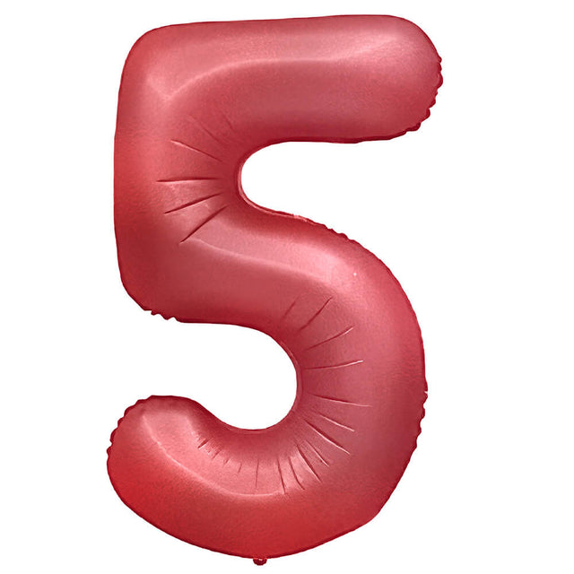 Foil Balloon Number 5 Crimson Red
