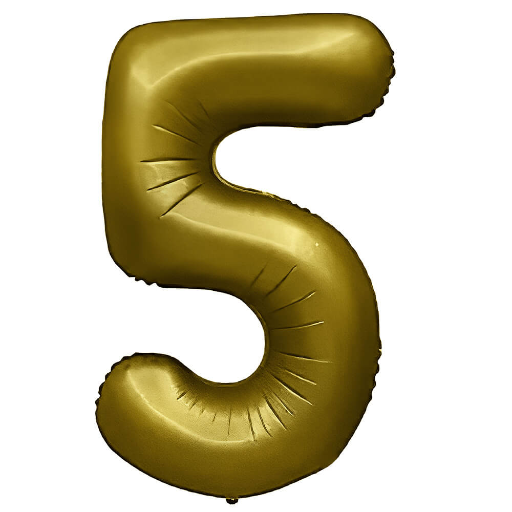 Foil Balloon Number 5 Vintage Gold 32 Inch
