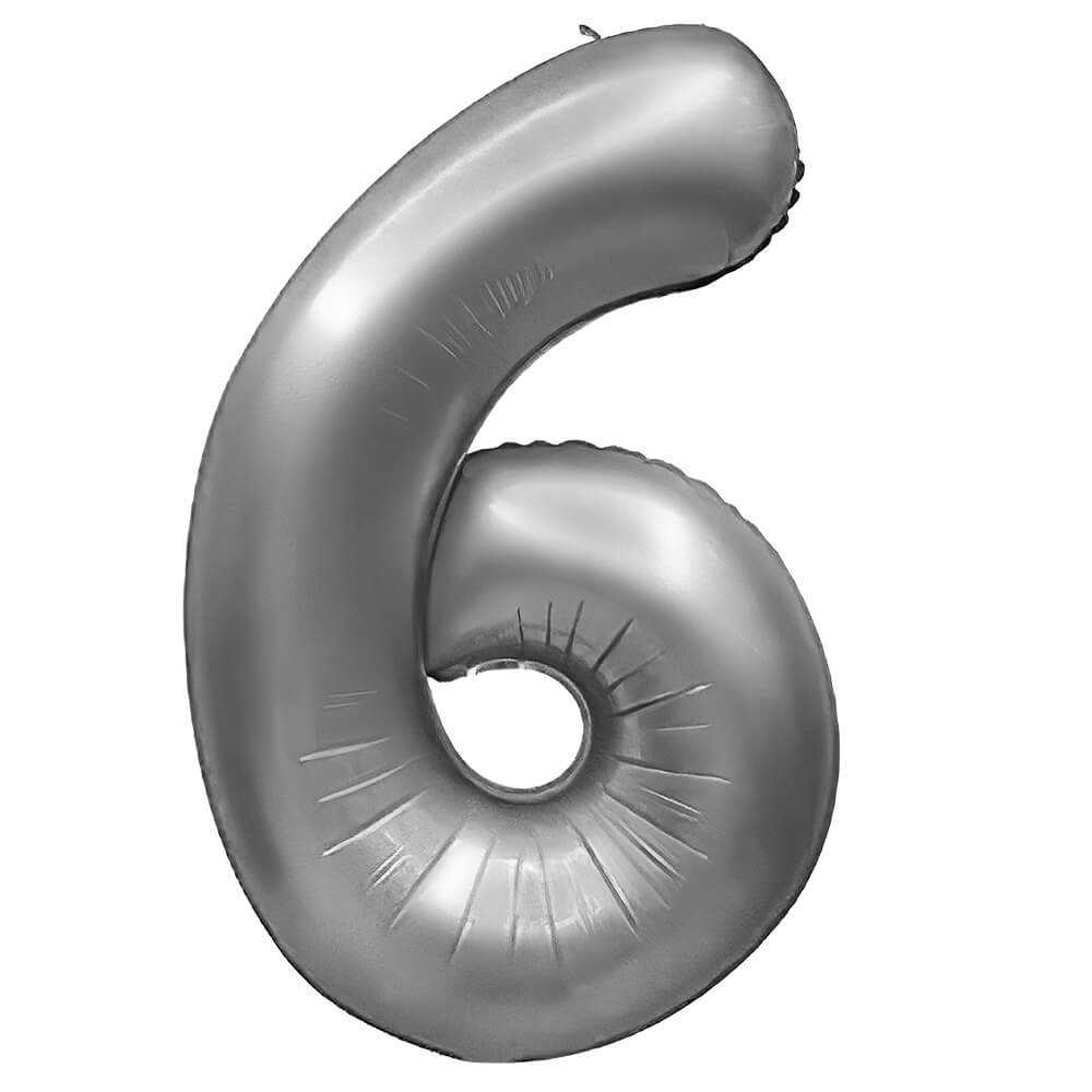 Foil Number 6 Balloon Silver 32 Inch