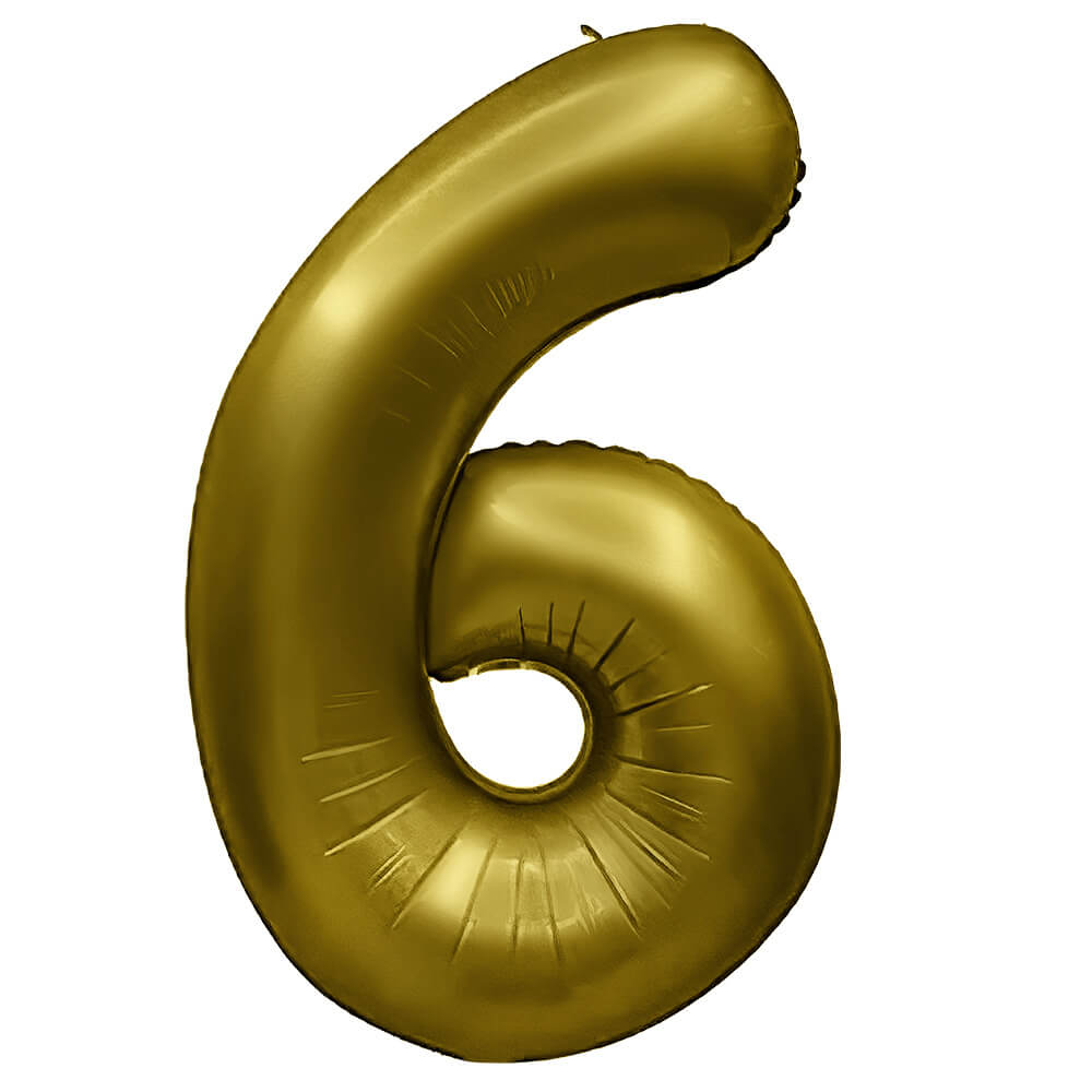 Foil Balloon Number 6 Vintage Gold