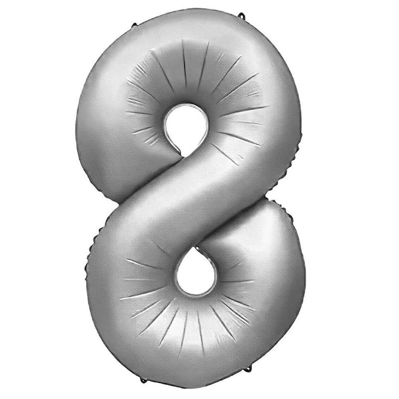 Foil Balloon Number 8 Silver 32 Inch