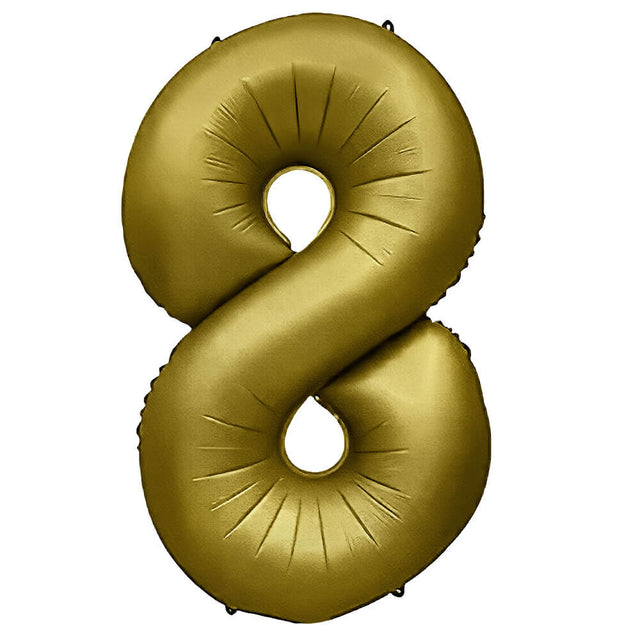 Number 8 Foil Balloon Vintage Gold
