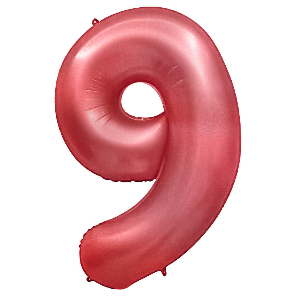Foil Balloon Number 9 Crimson Red