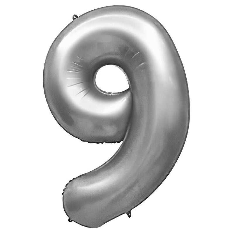 Foil Number 9 Balloon Silver 32 Inch