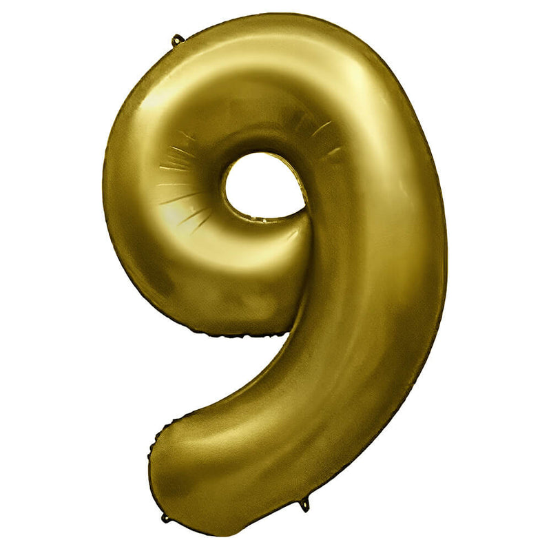 Foil Balloon Number 9 Vintage Gold