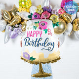 Foil Balloon 32 Inch Artful Floral Birthday