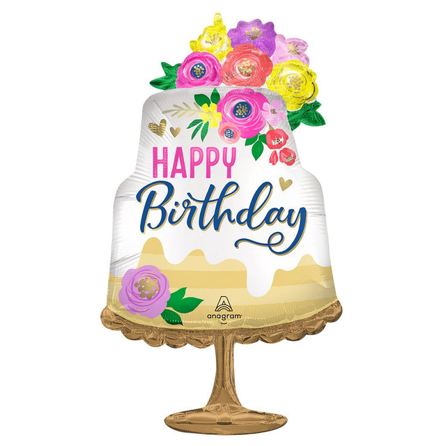 Foil Balloon 32 Inch Artful Floral Birthday