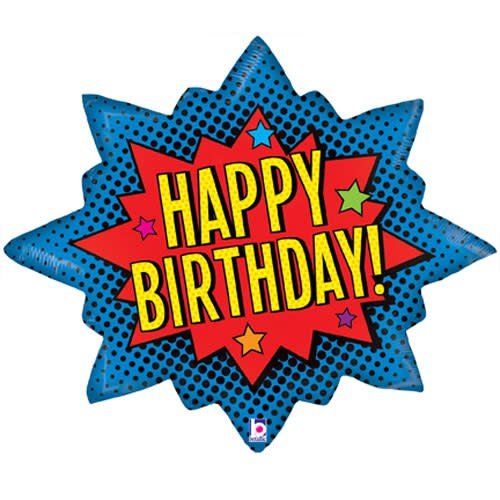 Foil Balloon Super Hero Burst Happy Birthday