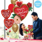 Valentine Heart Flowers Foil Balloon