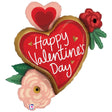 Valentine Heart Flowers Foil Balloon