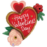 Valentine Heart Flowers Foil Balloon