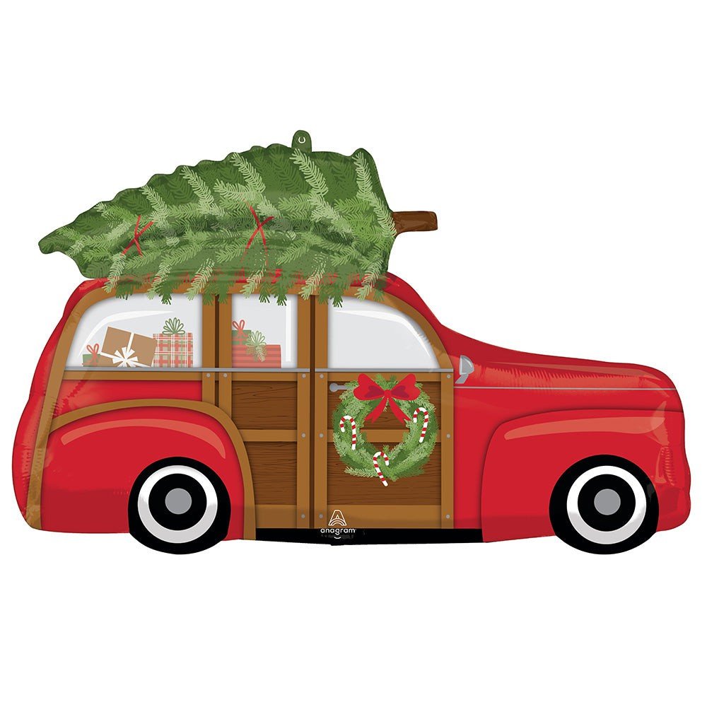 Foil Balloon Woody Wagon With Tree
