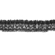 Black Ruched Floral Lace Trim - 3"