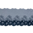 Poseidon Blue Floral Embroidered Mesh Trim - 4.5"