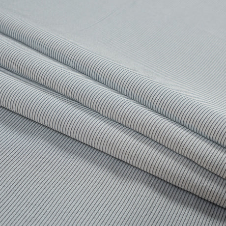 White and Gray Shadow Striped Silk and Cotton Woven